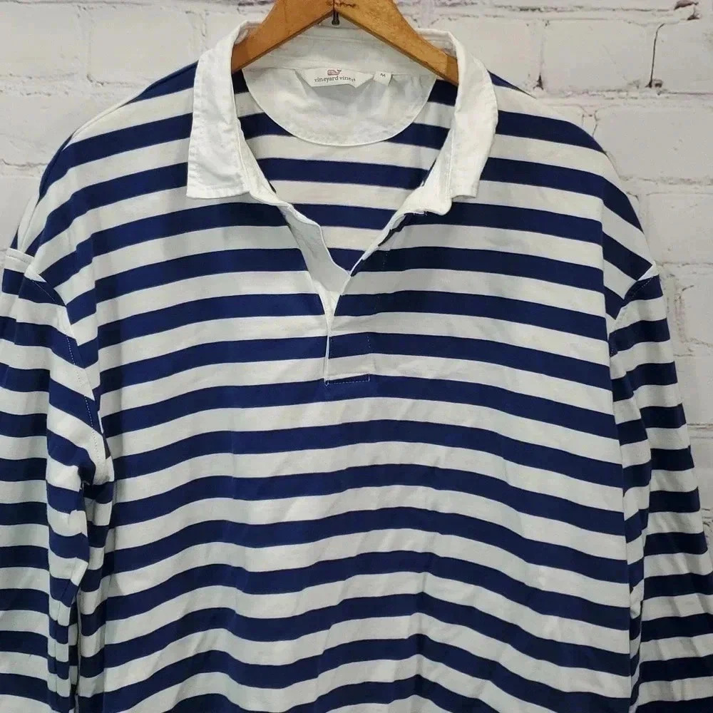 Vineyard Vines Women's Striped Rugby Popover 3/4 Sleeve Blue/White Set Stripe - Picture 5 of 16